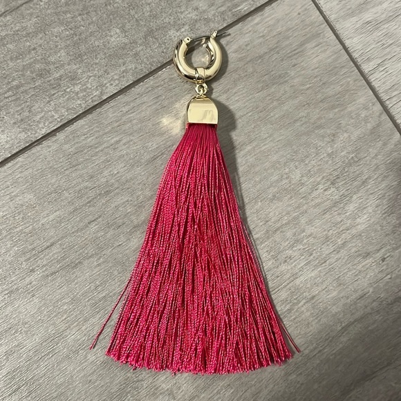 Fuchsia Tassel Gold Earrings - Picture 2 of 4
